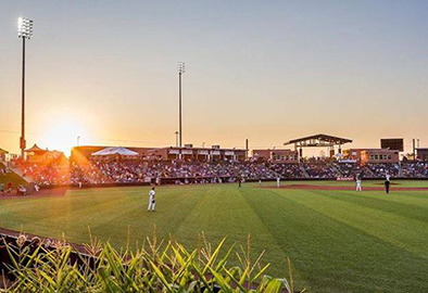 Bloomington, Illinois baseball at sunset